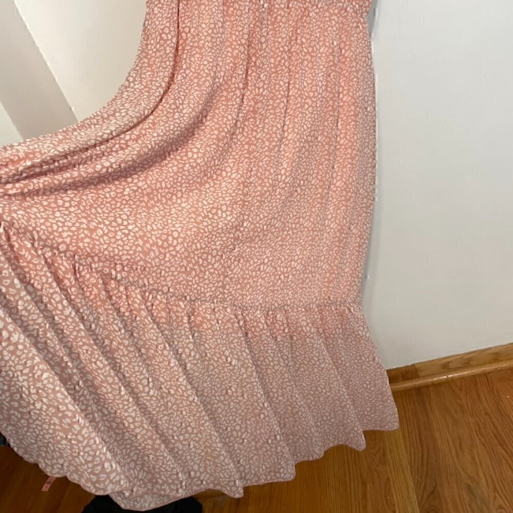 FASHION Flowy Midi Tiered Ditsy Floral Dress Rose Pink Faux Wrap XXL - NO BELT - Picture 15 of 15